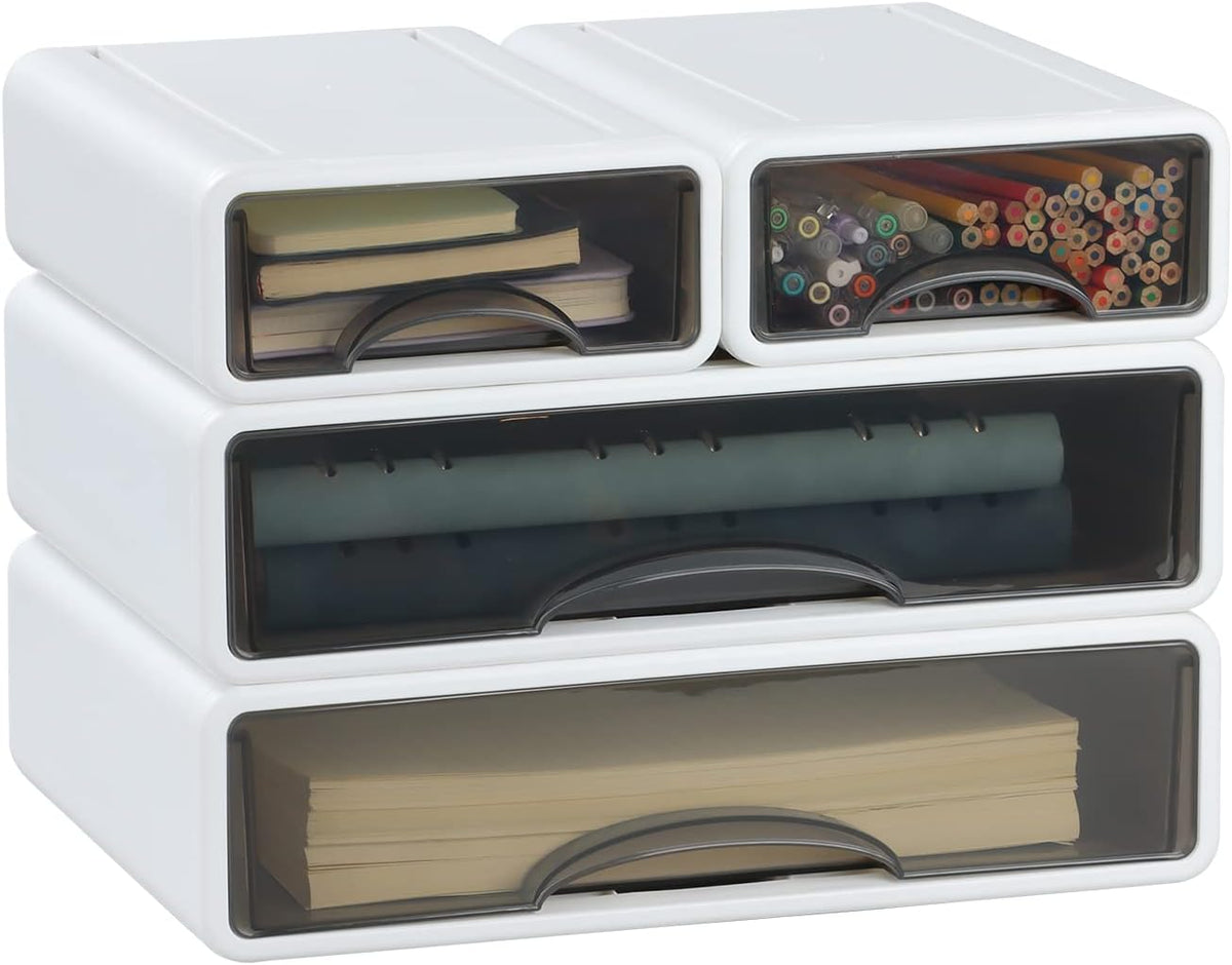 White Desktop Drawer Organizer Unit for Office Paper and Supplies