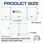 72" x 24" Foldable Whiteboard Dry Erase Board Large Tri Folding Whiteboard - Image 2