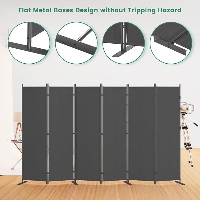 Helios&Hestia 6-Panel 6 ft Tall Indoor Folding Room Divider, Portable Privacy - Image 5