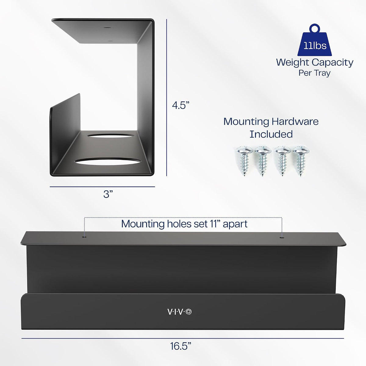 VIVO 2 Pack Black 17 in Under Desk Cable Management Tray, DESK-AC06-2C