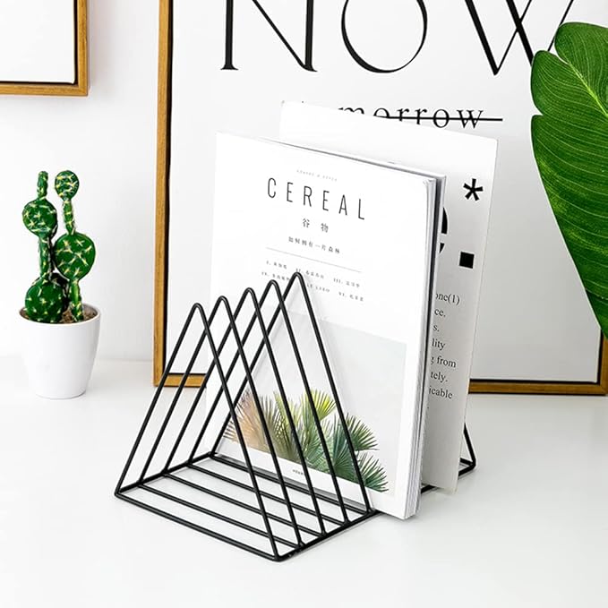 Sooyee 9 Slot Black Magazine Holder, Desktop File Sorter Organizer Triangle - Image 3