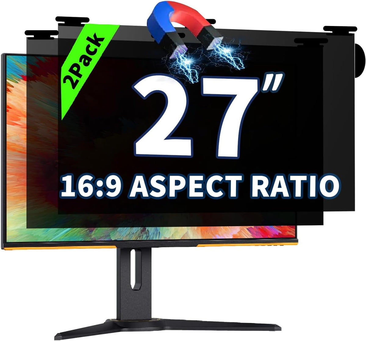 2 Pack Magnetic Hanging Computer Privacy Screen 27 Inch