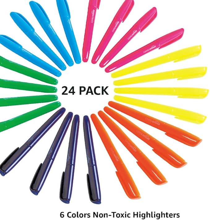 Amazon Basics Highlighters, Fluorescent Ink, Chisel Tip, School Supplies - Image 5