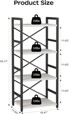 Homeiju 4 Tier Small White Metal Bookcase - Image 3