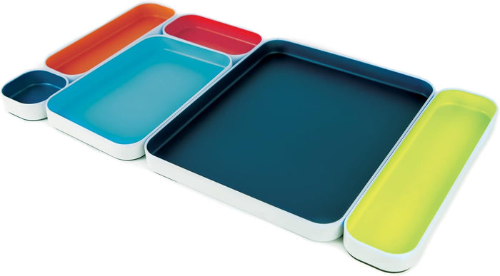 Three by Three Seattle Metal Drawer Organizer Tray Set, 6-Pc, 1" (Assorted)