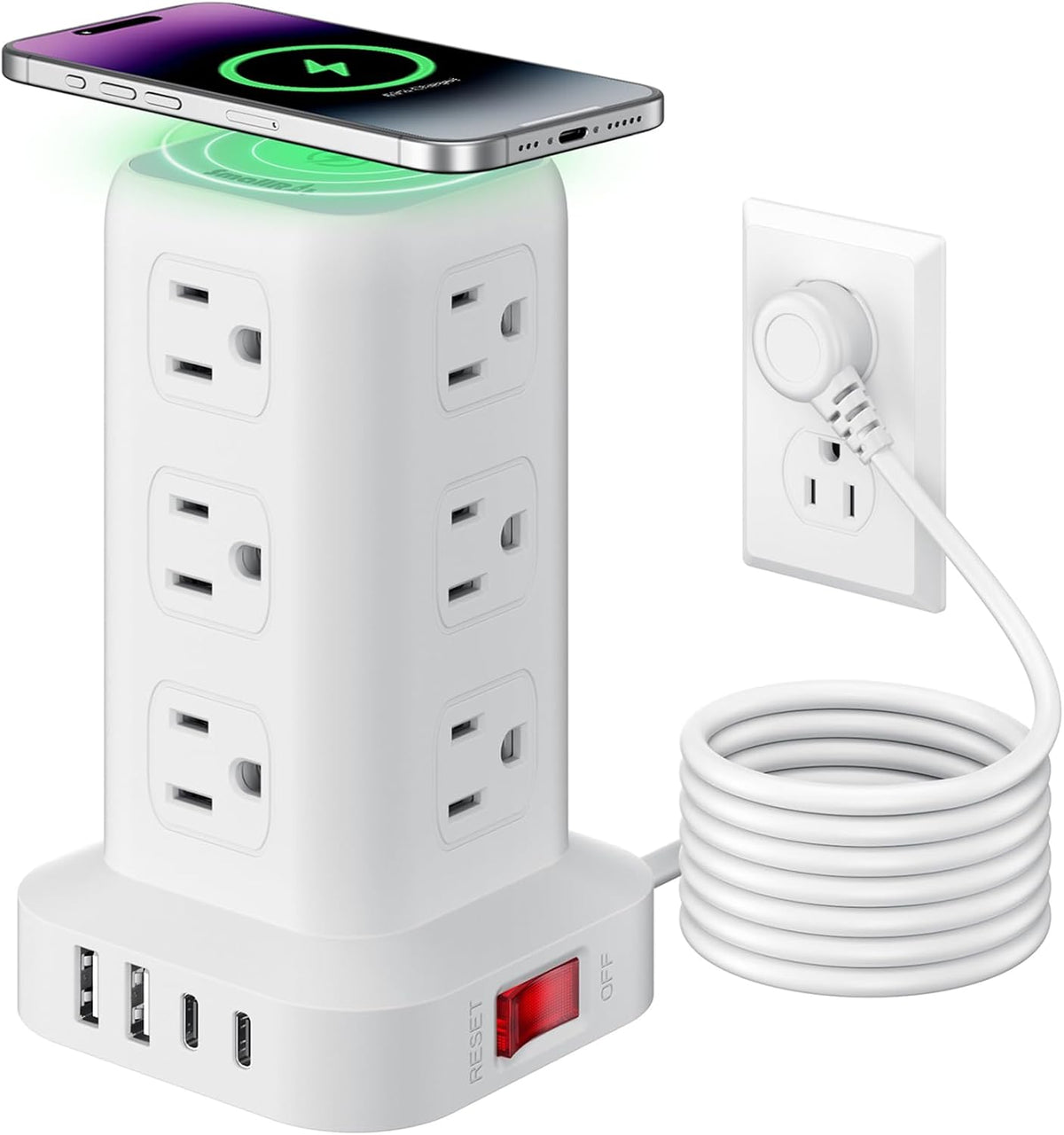 Extension Cord with Multiple Outlets, SMALLRT Power Strip Tower, Outlet Exten...