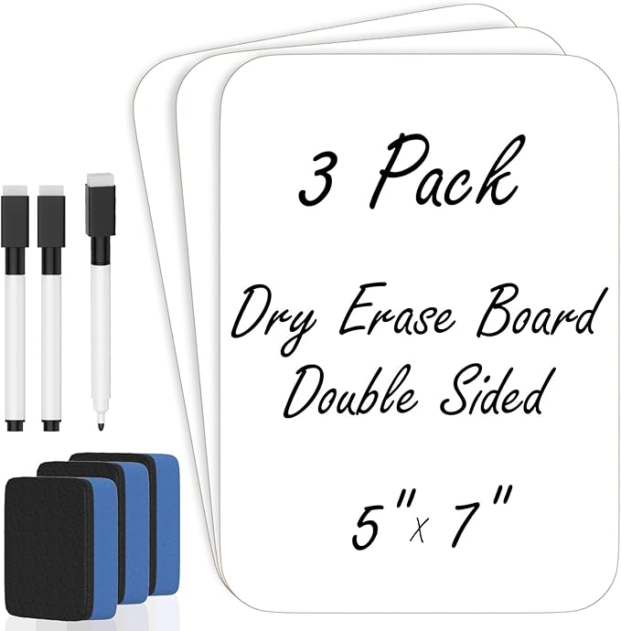 3 Pack Small White Board Dry Erase 5x7 Inch Mini Whiteboard Small Dry Erase by Unknown