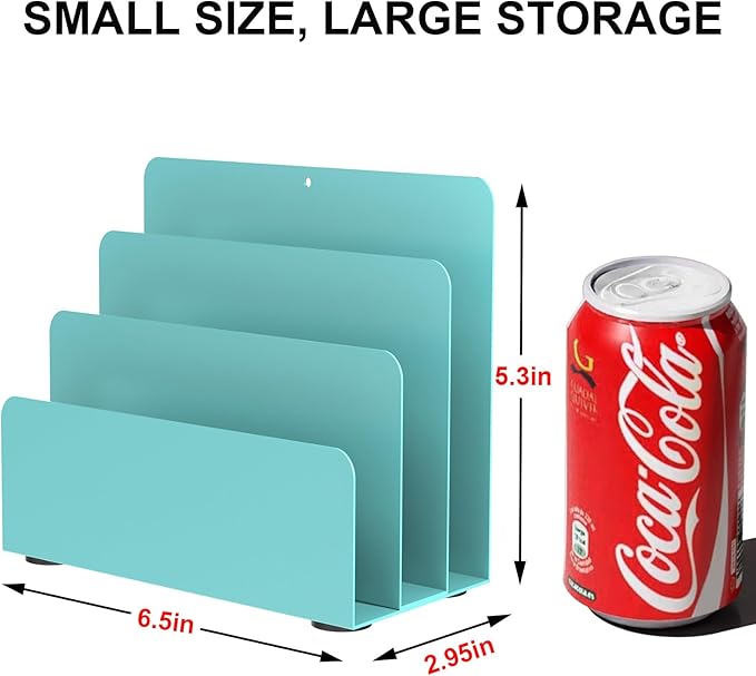 OUTIOE Mail Organizer Countertop, Small Desk File Organizer, Metal File Holder - Image 3