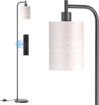 sibrille floor lamp with linen shade, dimmable tall, front angle view