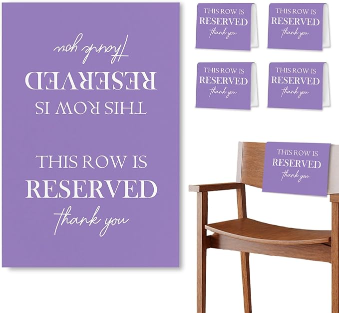 ChissNook Reserved Seating Chair Signs, This Row Is Reserved Pew Cloths Seating by Unknown