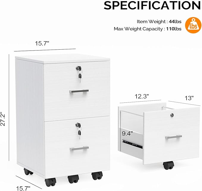 VINGLI 2 Drawer File Cabinet - Image 3