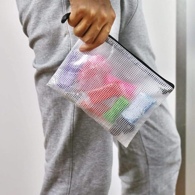Oaimyy-18 Pcs, Plastic Mesh Zipper Pouch Document Folders Bag Zipper Zip File - Image 7