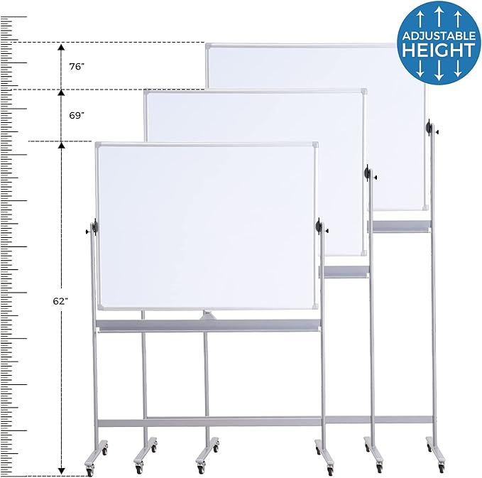 DexBoard Double-Sided 72" x 48" Mobile Whiteboard, Extra Large Rolling Magnetic - Image 2