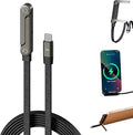 Sideways Phone Charger, 2 in 1 Invisible Holder Charger Cable, 240W Braided by Linyuant