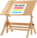 MEEDEN Wood Adjustable Drafting Table: 35.5" x 23.5" Art Drawing Desk | Art Table with Various Height & Tiltable - Rustic Artist Desk with Pencil Ledge and Ruler for Writing Reading Graphic Design