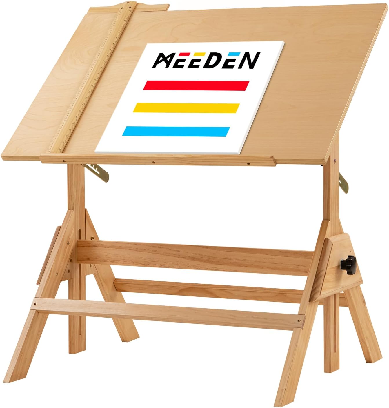 MEEDEN Wood Adjustable Drafting Table: 35.5" x 23.5" Art Drawing Desk | Art Table with Various Height & Tiltable - Rustic Artist Desk with Pencil Ledge and Ruler for Writing Reading Graphic Design