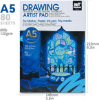 TRANSON Artist Mix Media Sketchbook Marker Pad, 5.8”x8.3” 80 Sheets A5 Art - Image 4