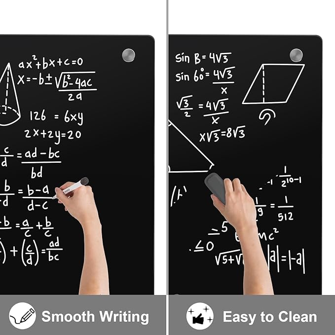 Large Black Glass Dry Erase Board, 96 x 48 Inches Magnetic Glass whiteboard - Image 3
