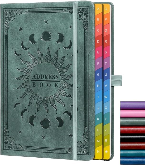 Address Book with Colorful Alphabetical Tabs – Hardcover Contact Organizer by HwxBen