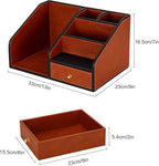 KINGFOM PU Leather Desk Organizer, Pen Pencil Holder/Book Mail Organizer Holder - Image 2