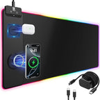 Mouse Pad with Magnetic Wireless Charging, Large Desk Pad Protector, RGB Black by miroddi