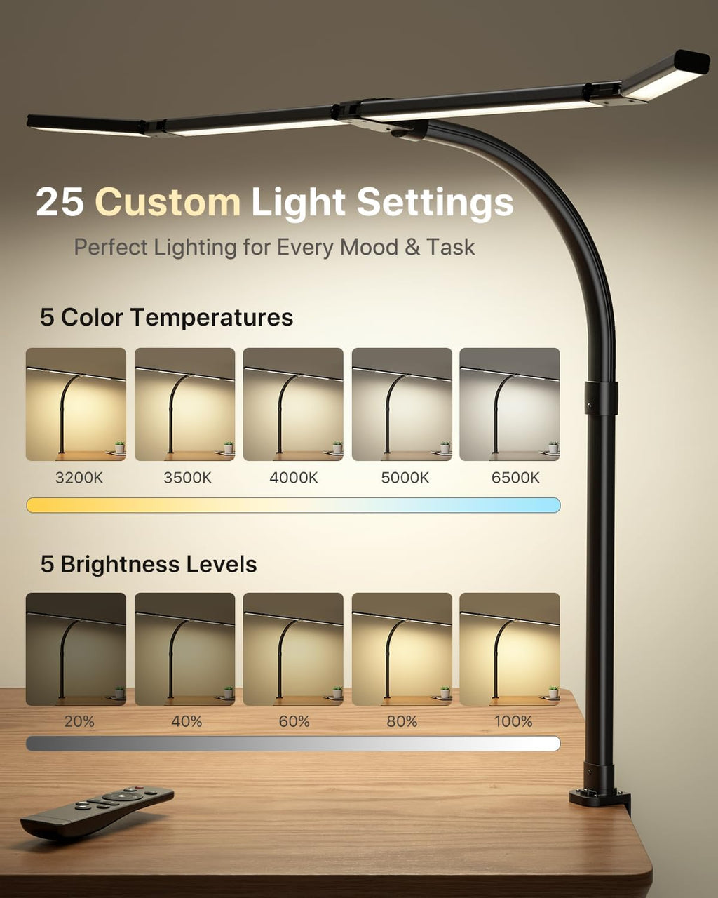 onemix 42" desk lamp for home office with on a desk or shelf