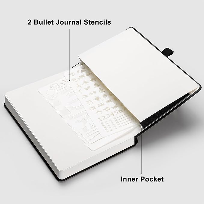 RETTACY Bullet Dotted Journal Notebook, 256 Pages, A5 Medium Size, Leather - Image 7