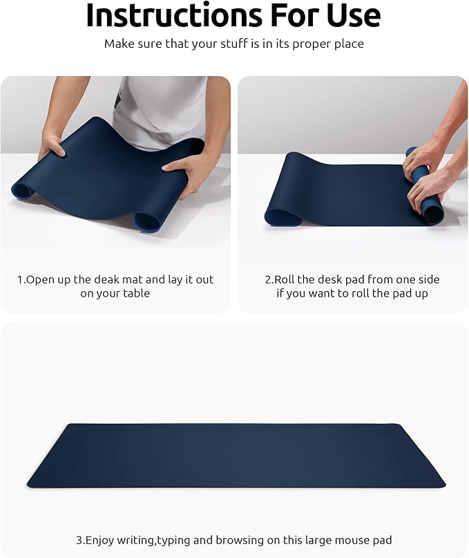 YSAGi Leather Desk Protector, Office Mat, Large Mouse Mat, Non-Slip PU Leather - Image 9