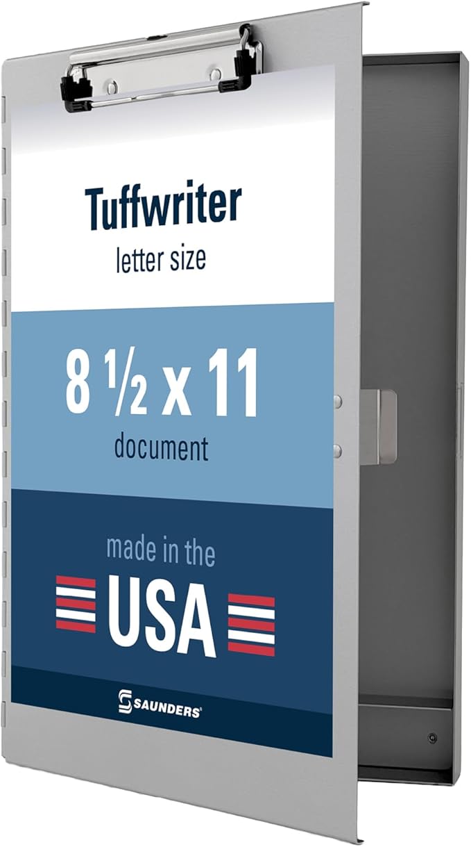 Saunders Metal Clipboard with Storage, Letter Size Paper Organizer, Slim Steel by Saunders