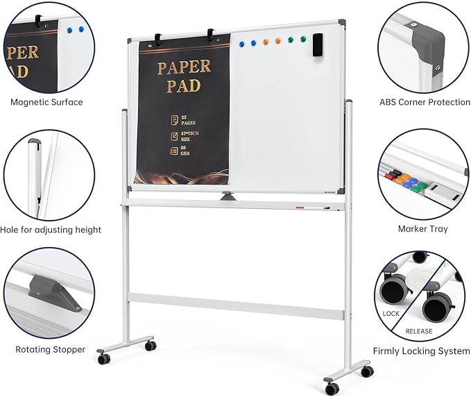 Large Dry-Erase Rolling Magnetic Whiteboard - Image 3