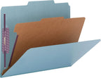 Smead Pressboard Classification File Folder with SafeSHIELD Fasteners, 1 Divider, 2" Expansion, Letter Size, Blue, 10 per Box (13730) (Pack of 1)