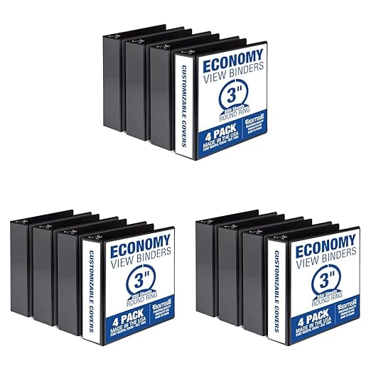 Samsill 3 Inch 3 Ring Binders, Made in USA, Economy Round Ring, 550 Sheet by Samsill