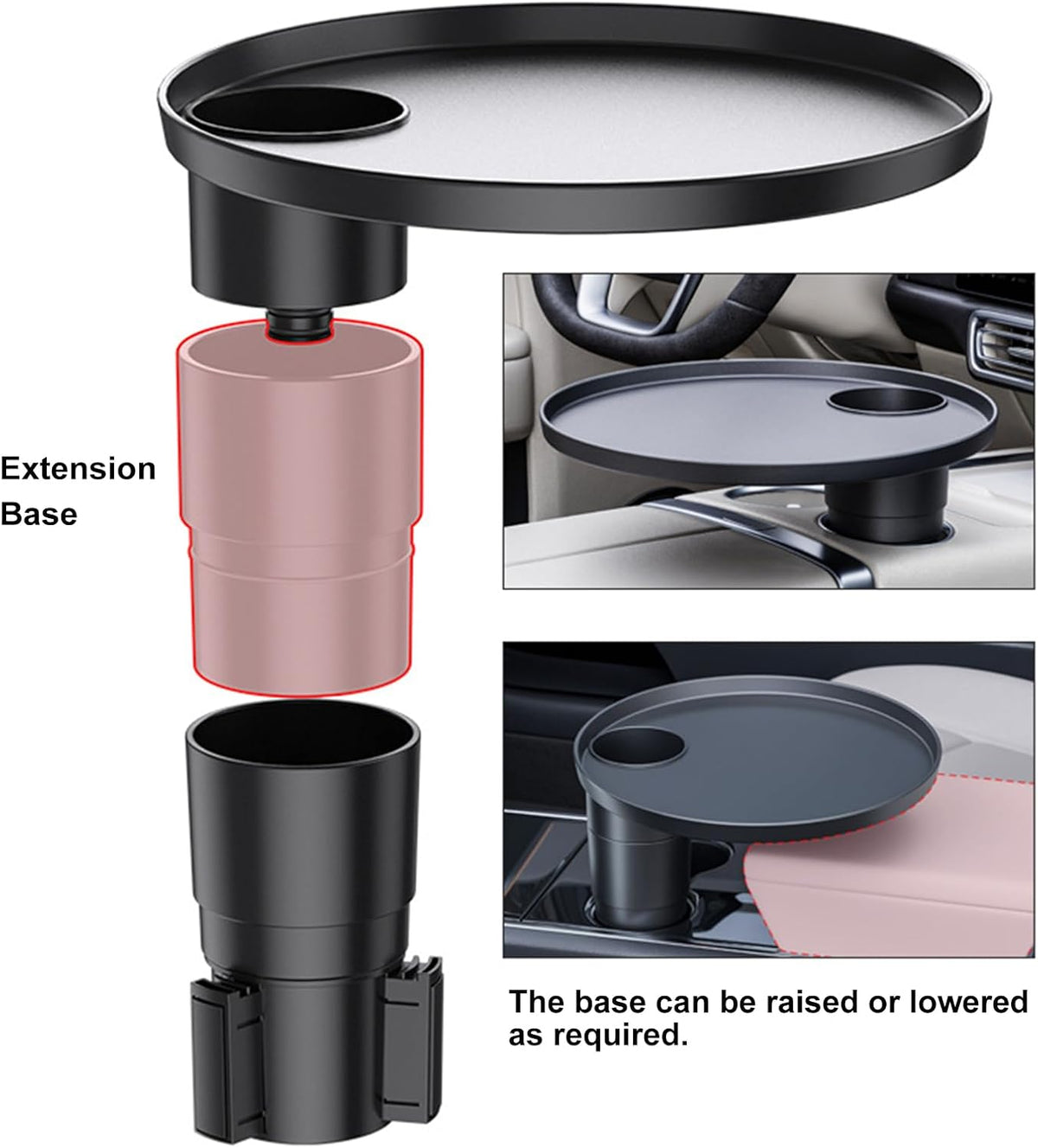 Car Tray 360° Rotating Cup Holder Table Organizer for Car Center Console Car ...