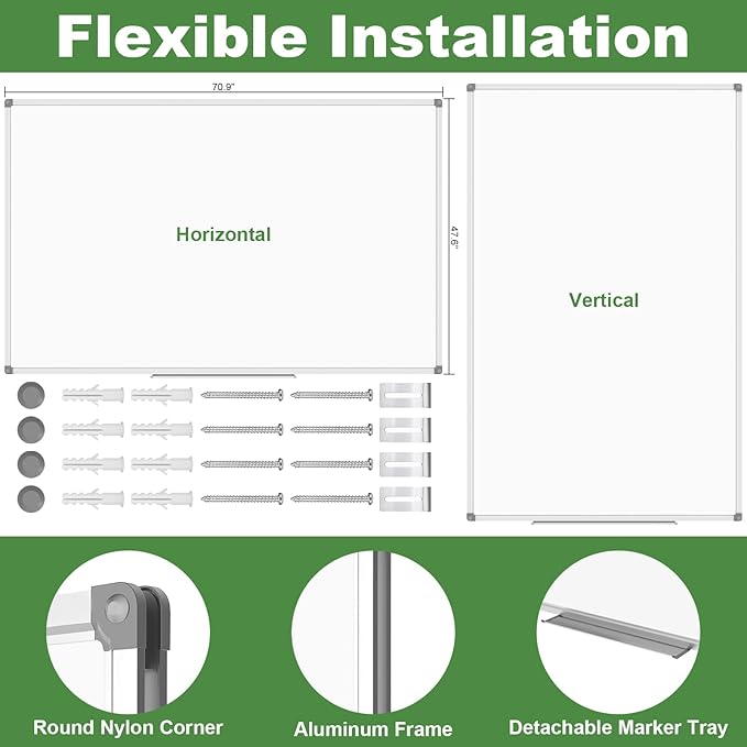 Lockways Large Dry Erase Board 72 x 48 Inch, Magnetic White Board - Image 2