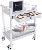 Medical Mobile Trolley Cart 2-Shelf 220 LBS Max Load Rolling Utility Cart Heavy by Enocreay