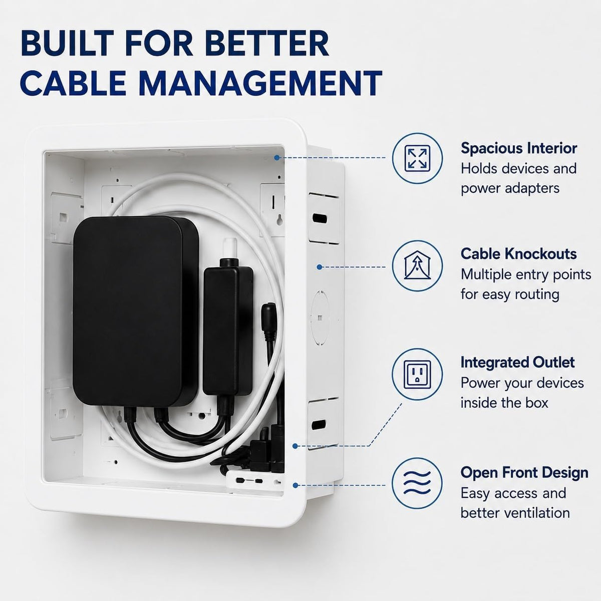 9" in-Wall Media Box Recessed Outlet Box Cable Management – Structured M...