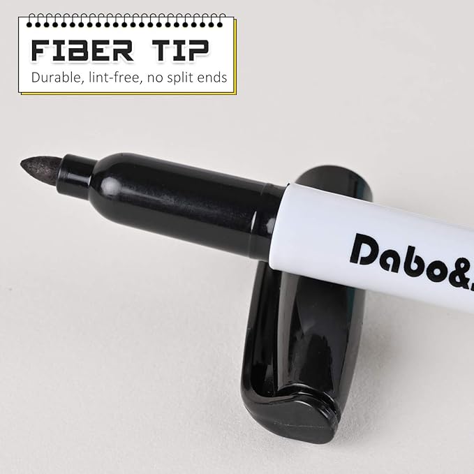 Dabo&Shobo 60 Pack Black Permanent Markers, Fine Point, Works on Plastic - Image 5