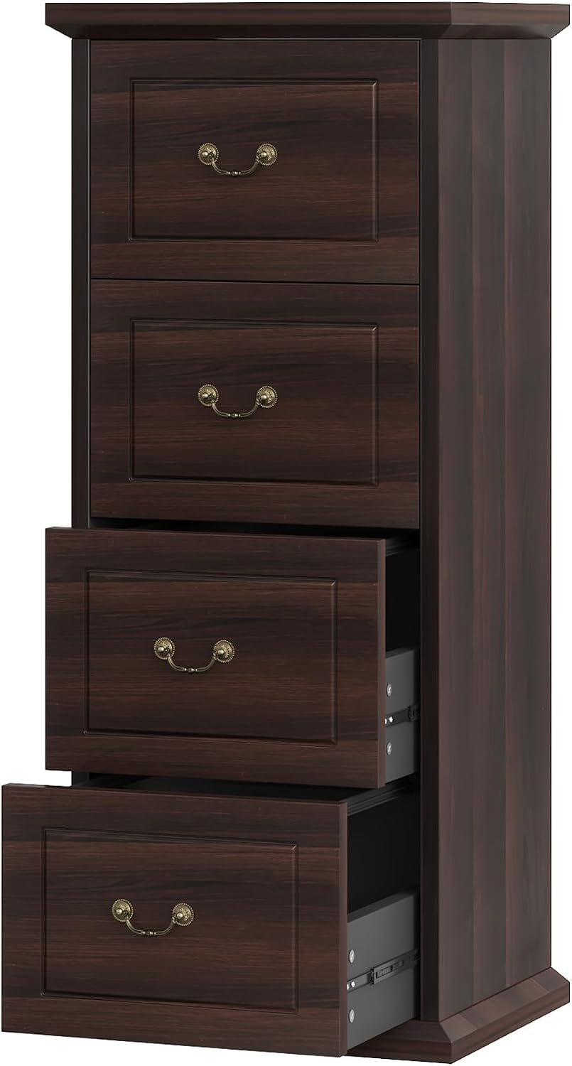tribesigns 4-drawer file filing cabinet,vertical office file cabinet,walnut, view 9