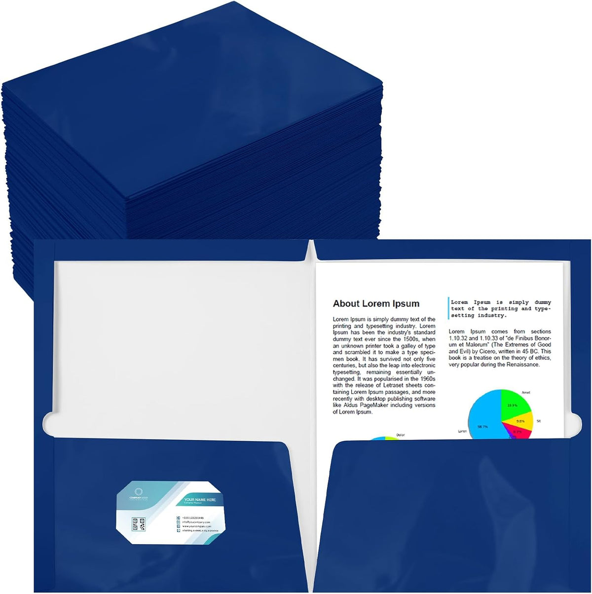 Yeaqee 125 Pack 2 Pockets Glossy Laminated Paper Folder First Day of School