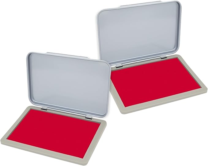 2 Pack Metal Case Stamp Pad Medium Size, Crimson Red Color by ZIGEL