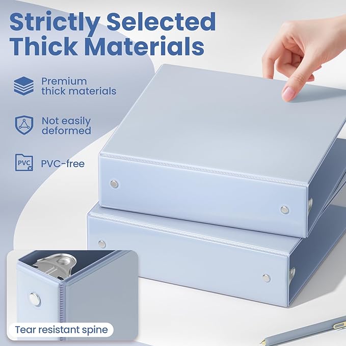 SUNEE 3 Ring Binder 2 Inch 1 Pack, Haze Blue - Image 4