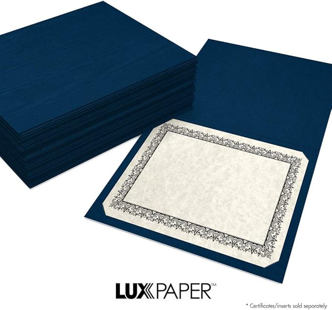 LUXPaper 9.5" x 12" Certificate Holders | Nautical Blue Linen | 100lb. Cover | - Image 8