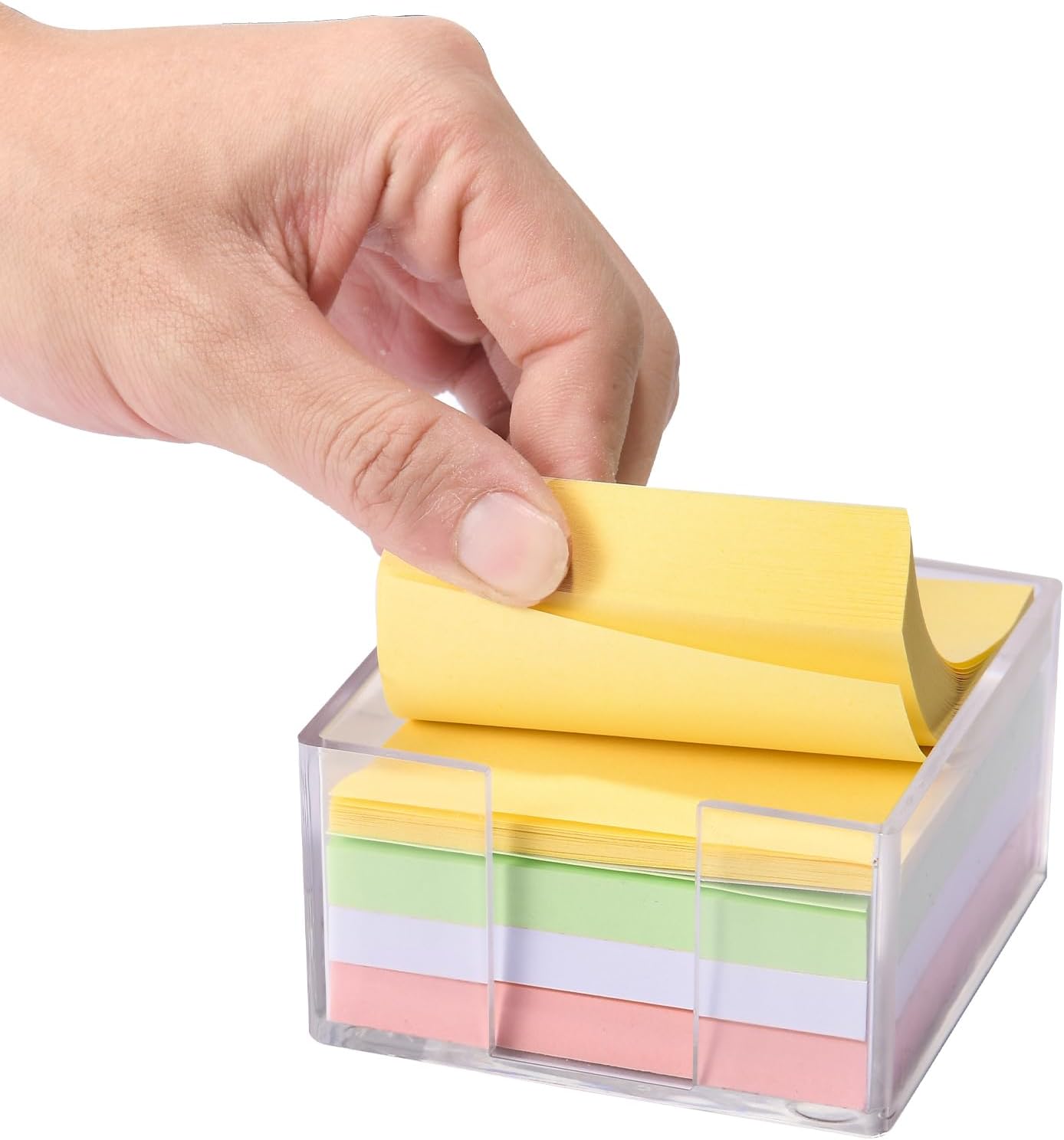 3x3 Inch Acrylic Sticky Note Holder, Crystal Clear Sticky Note Dispenser for Dorm Room Home and Office Acrylic Desk Organizer