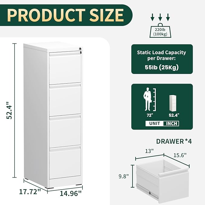 Yukimo 4 Drawer File Cabinet - Image 3