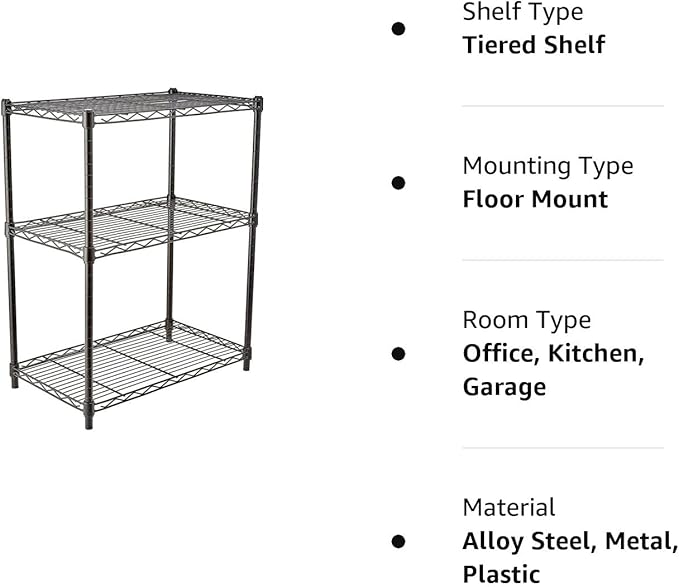 Amazon Basics 3-Shelf Adjustable Heavy Duty Steel Wire Rack Storage Shelving - Image 6