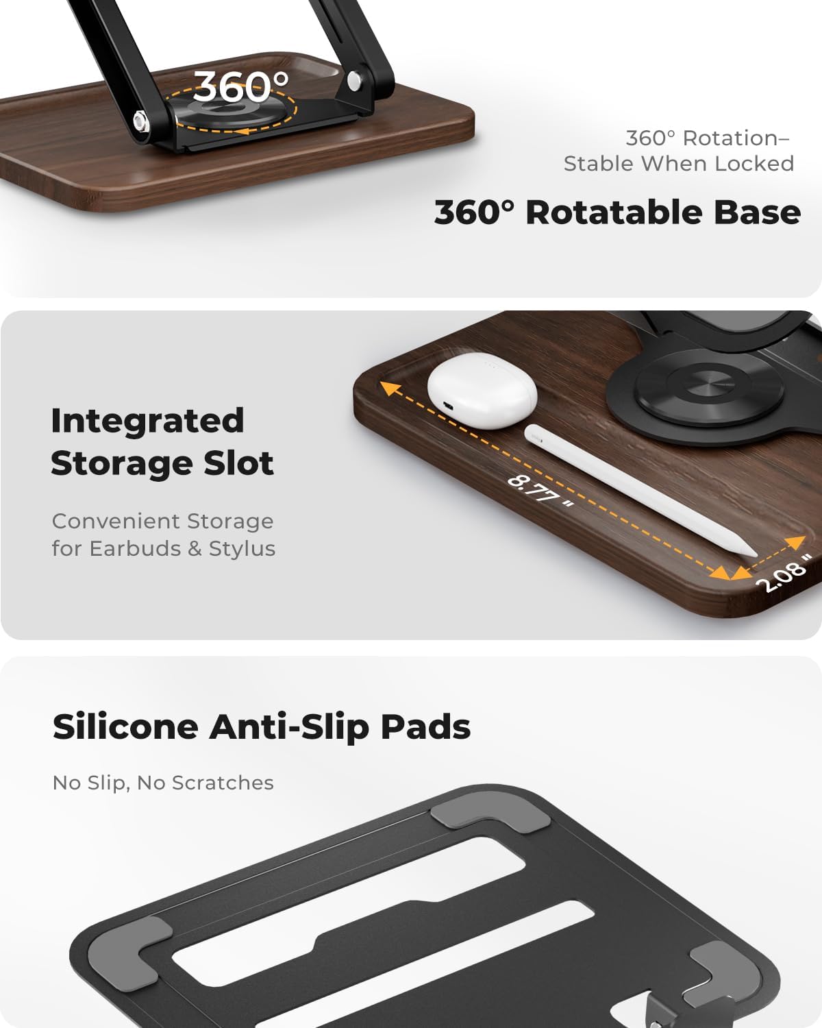 SupeDesk Adjustable Laptop Stand with 360° Rotating Base, Ergonomic Laptop Ri...