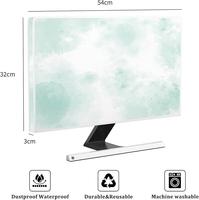 Baocicco Abstract Watercolor Waterproof Computer Monitor Cover 22, 25 Inch Cyan - Image 3