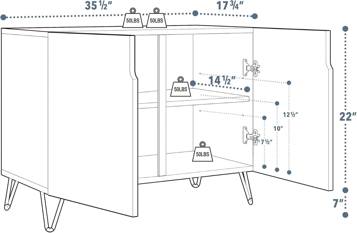 SIGNWIN Sideboard Buffet Cabinet, Kitchen Storage Cabinet with 2 Doors, Abstr...