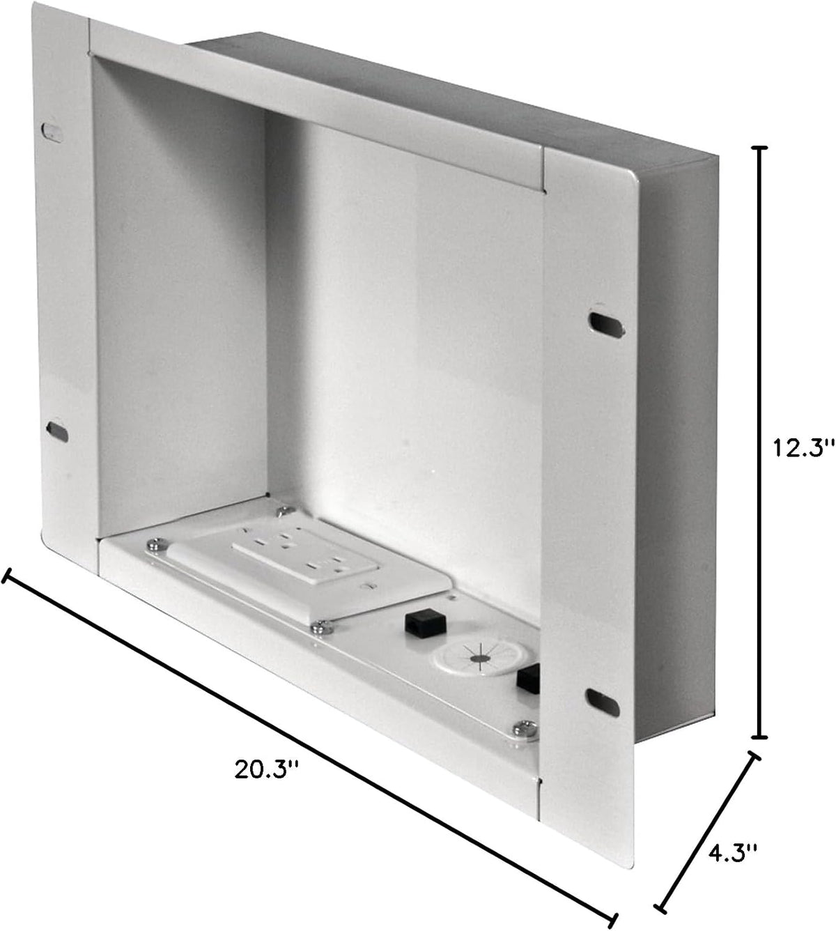 Peerless-AV IBA2AC-W in-Wall Metal Box Large with Knock Out and Power Outlet ...