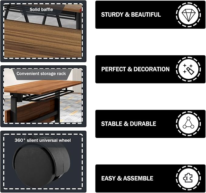 Folding Conference Table, Foldable Office Conference Room Tables, Rolling - Image 5